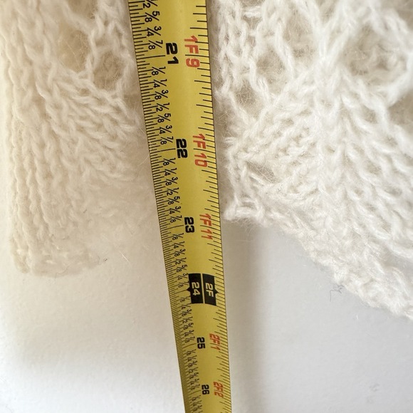 Open Knit Sweater Cream Sheer Lightweight Layering Top M Made In Italy Y2K - Picture 6 of 6